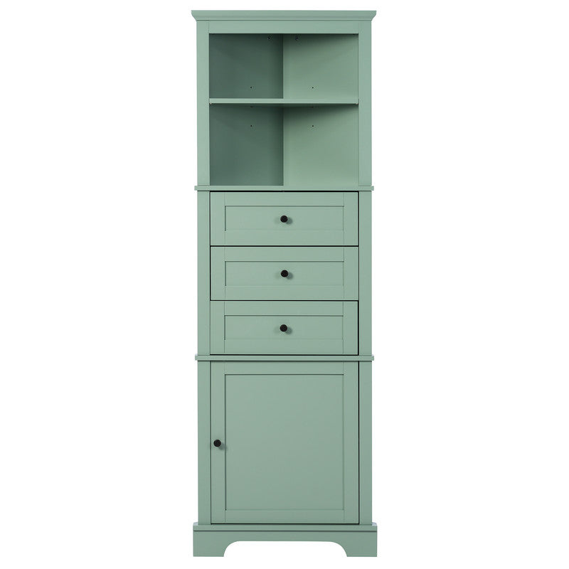 Green Triangle Tall Cabinet with 3 Drawers and Adjustable Shelves