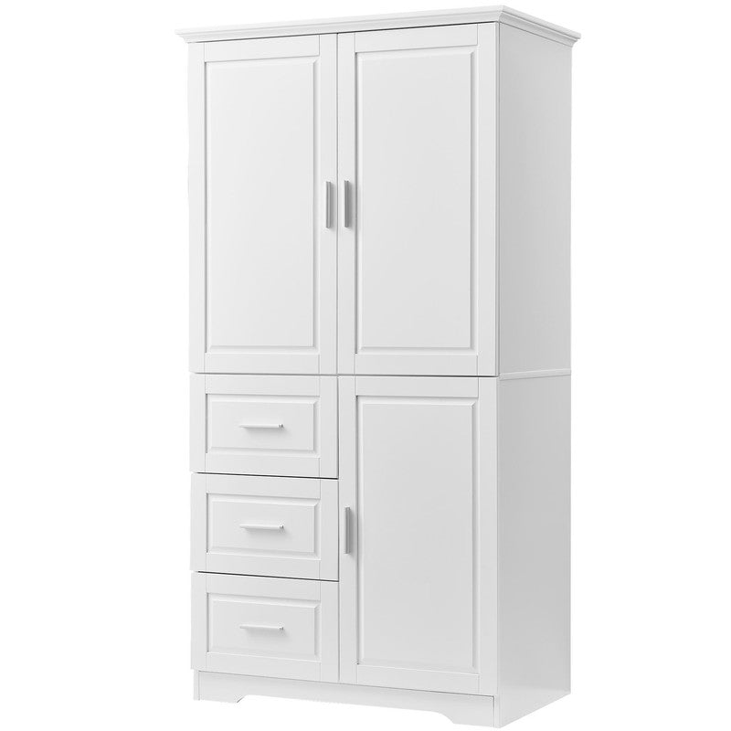Tall and Wide Storage Cabinet with Doors and Three Drawers