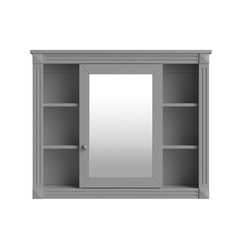 Wall Mounted Bathroom Storage Cabinet with Mirror, Mirror Cabinet with 6 Open Shelves
