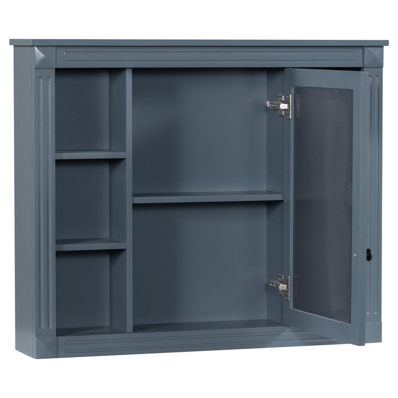 Wall Mounted Bathroom Storage Cabinet with Mirror, Mirror Cabinet with 6 Open Shelves