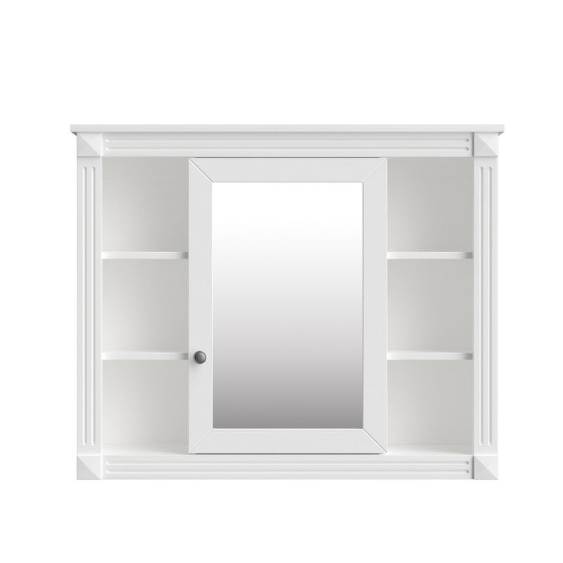 Wall Mounted Bathroom Storage Cabinet with Mirror, Mirror Cabinet with 6 Open Shelves