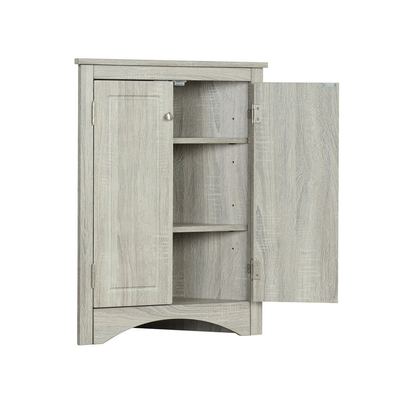 Oak Triangle Bathroom Storage Cabinet with Adjustable Shelves, Freestanding Floor Cabinet