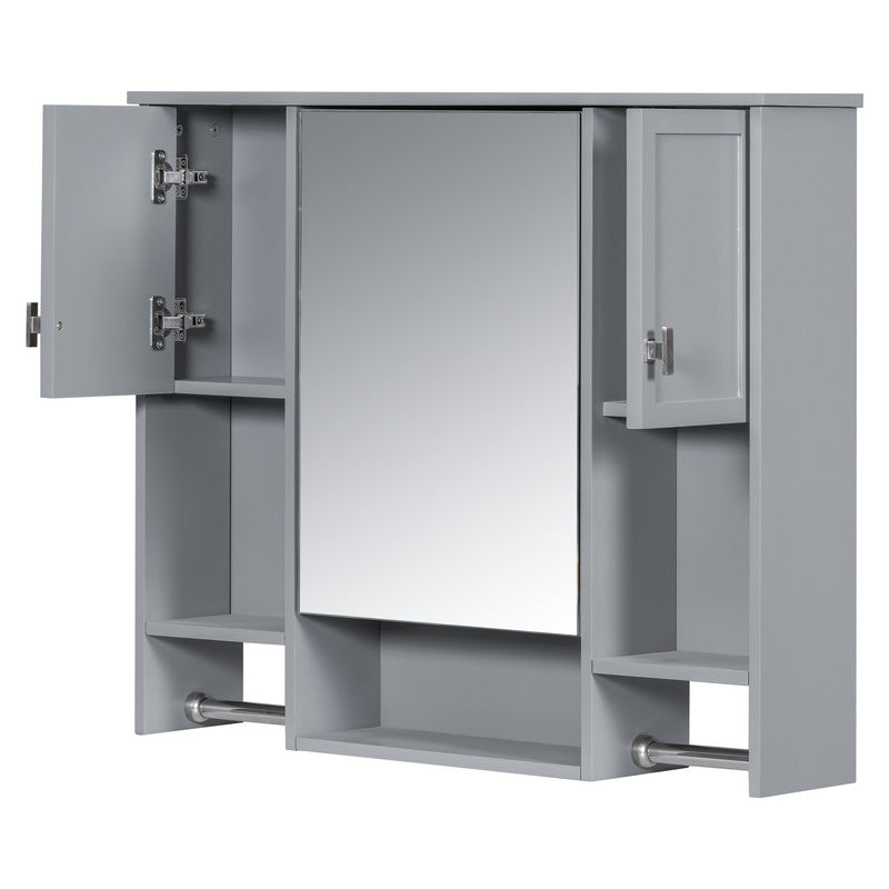 Modern Wall Mounted Storage Cabinet with Mirror, Wall Cabinet with Towels Bar