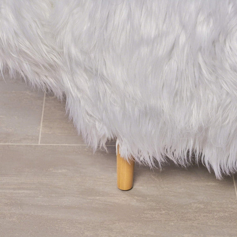 [Ship to Canada Only] Adorable Upholstered White Yak Ottoman