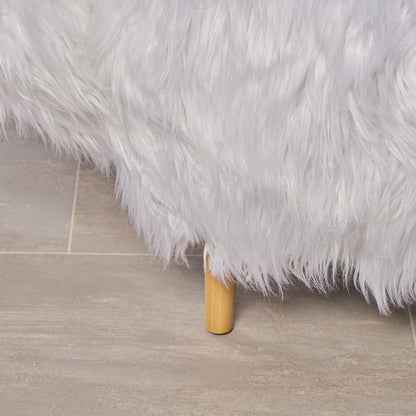 [Ship to Canada Only] Adorable Upholstered White Yak Ottoman