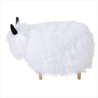 [Ship to Canada Only] Adorable Upholstered White Yak Ottoman