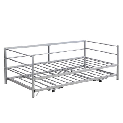Twin Size Metal Daybed with Adjustable Trundle