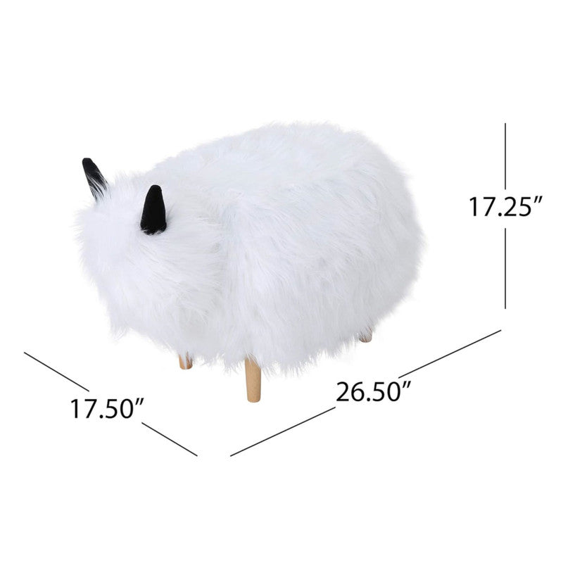 [Ship to Canada Only] Adorable Upholstered White Yak Ottoman