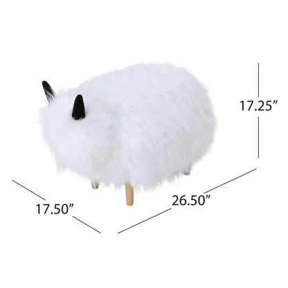 [Ship to Canada Only] Adorable Upholstered White Yak Ottoman