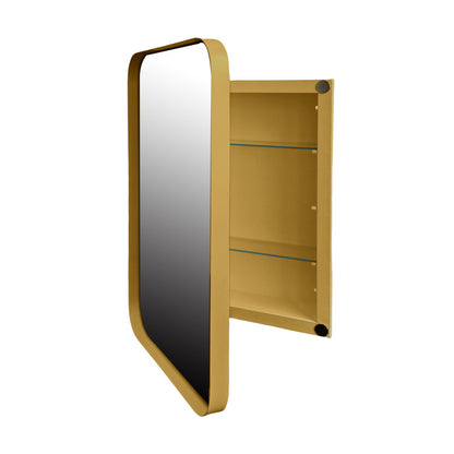 Recessed Black Metal Framed Mirror Cabinet Wall Mirror with Storage for Bathroom