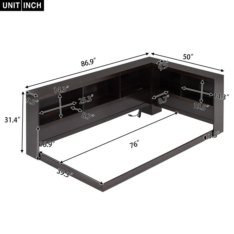 Wood Twin Size Daybed with Storage Cabinets and USB Ports