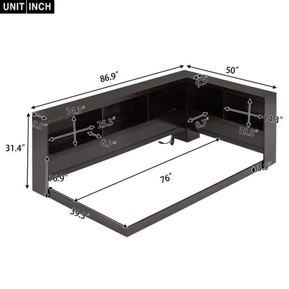 Wood Twin Size Daybed with Storage Cabinets and USB Ports