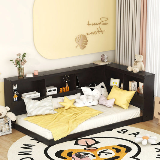Wood Twin Size Daybed with Storage Cabinets and USB Ports