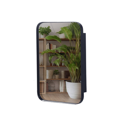 Recessed Black Metal Framed Mirror Cabinet Wall Mirror with Storage for Bathroom