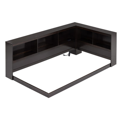 Wood Twin Size Daybed with Storage Cabinets and USB Ports