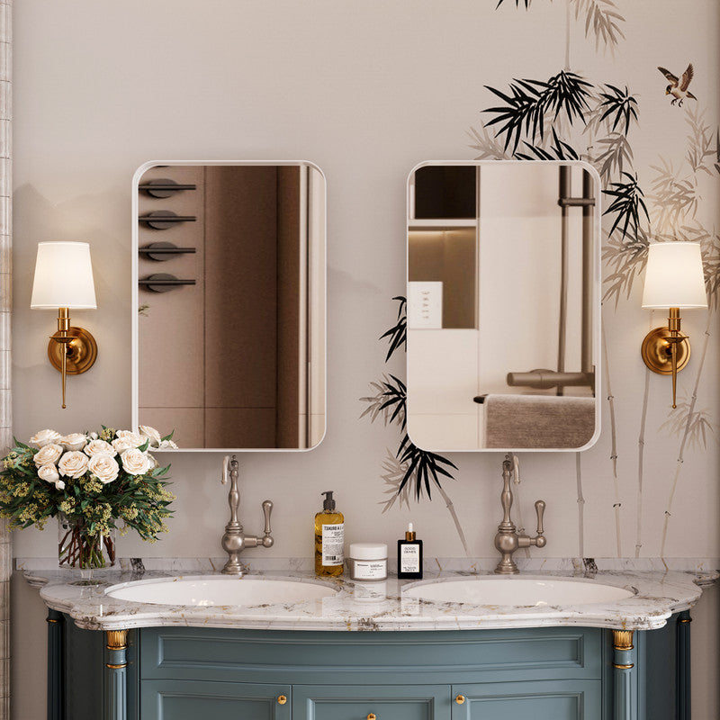 Recessed Black Metal Framed Mirror Cabinet Wall Mirror with Storage for Bathroom