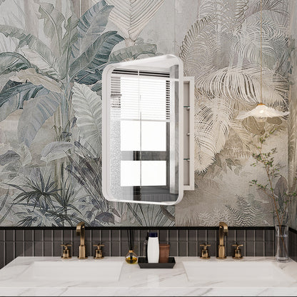 Recessed Black Metal Framed Mirror Cabinet Wall Mirror with Storage for Bathroom