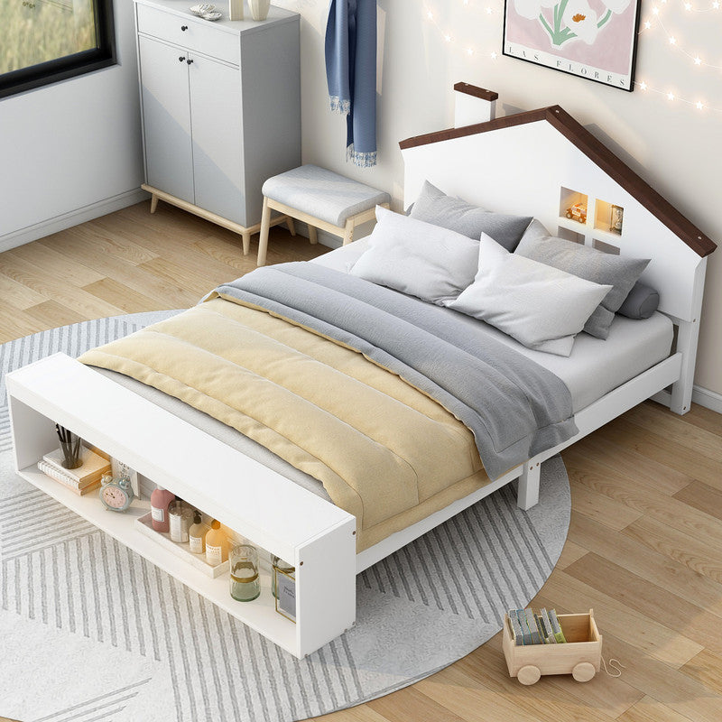 Full Size Platform Bed with LED Lights and Storage