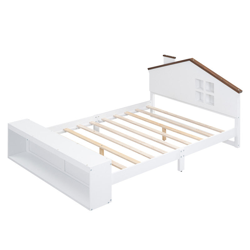 Full Size Platform Bed with LED Lights and Storage