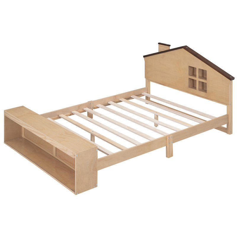 Full Size Platform Bed with LED Lights and Storage