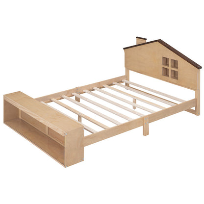 Full Size Platform Bed with LED Lights and Storage