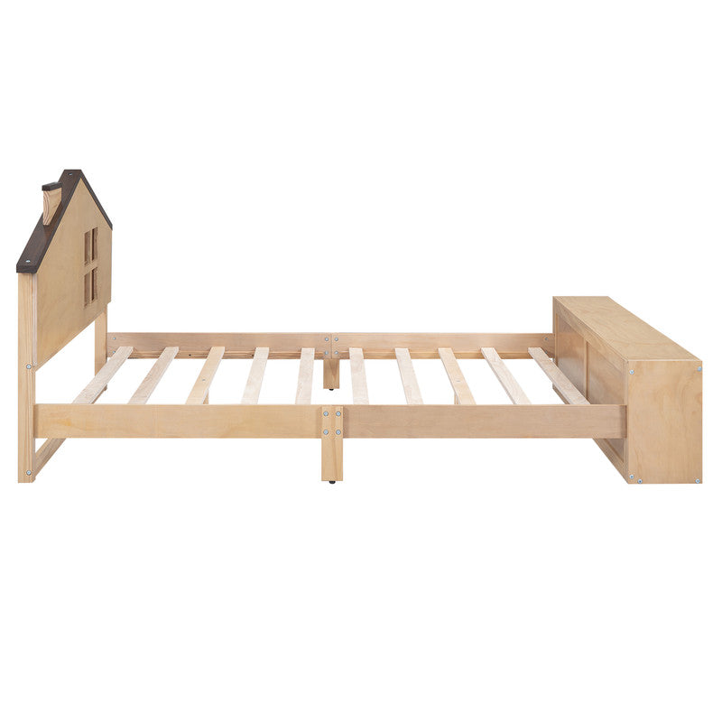 Full Size Platform Bed with LED Lights and Storage