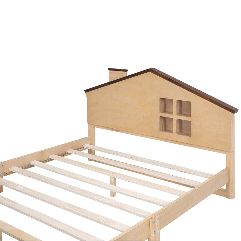 Full Size Platform Bed with LED Lights and Storage