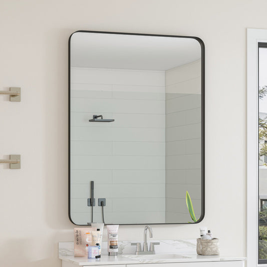 Wall Mirror Black Rectangular Mirror Metal Framed Mirror