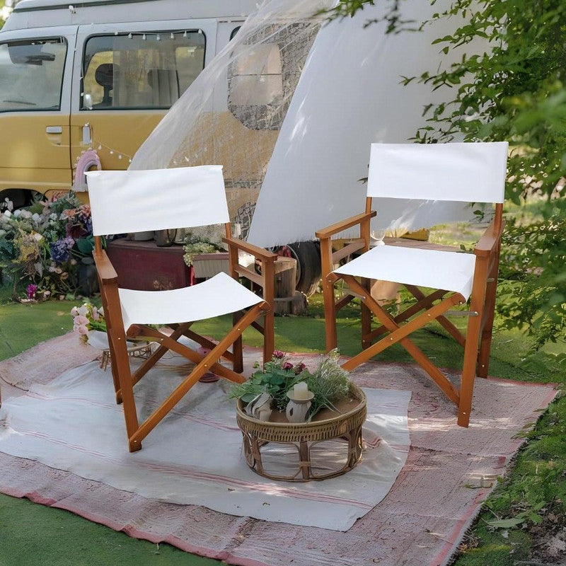 2 Pack Folding Chair Wooden Director Chair Canvas Folding Chair