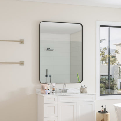 Wall Mirror Black Rectangular Mirror Metal Framed Mirror
