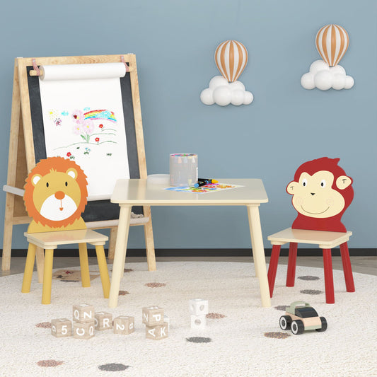 Kids Table and 2 Chairs Set Wooden Activity Play Table Set