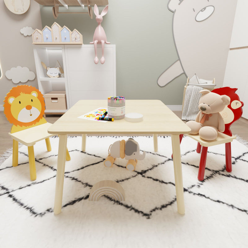 Kids Table and 2 Chairs Set Wooden Activity Play Table Set
