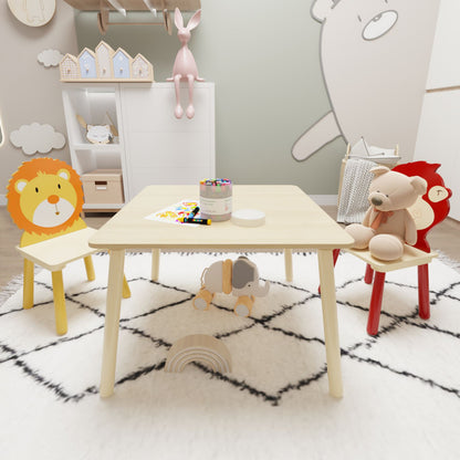 Kids Table and 2 Chairs Set Wooden Activity Play Table Set