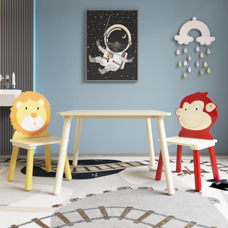 Kids Table and 2 Chairs Set Wooden Activity Play Table Set