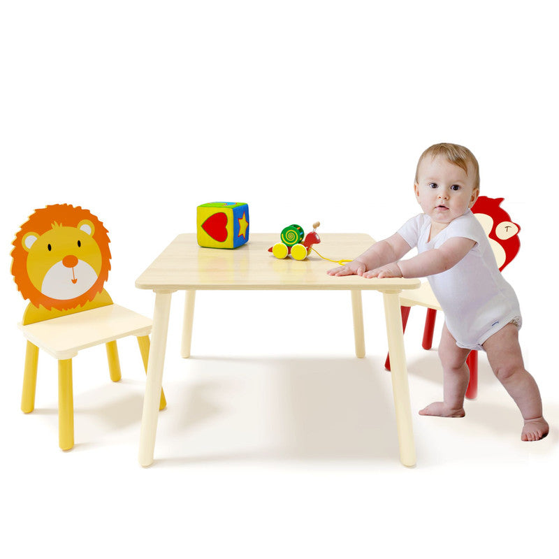 Kids Table and 2 Chairs Set Wooden Activity Play Table Set