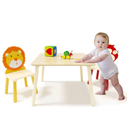 Kids Table and 2 Chairs Set Wooden Activity Play Table Set
