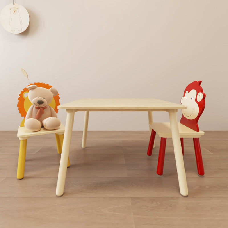 Kids Table and 2 Chairs Set Wooden Activity Play Table Set
