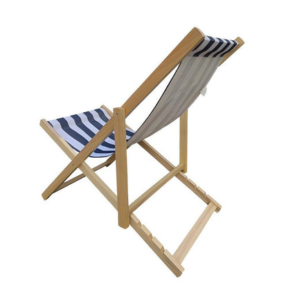 Populus Wood Broad Blue Stripe Folding Chaise Lounge Chair