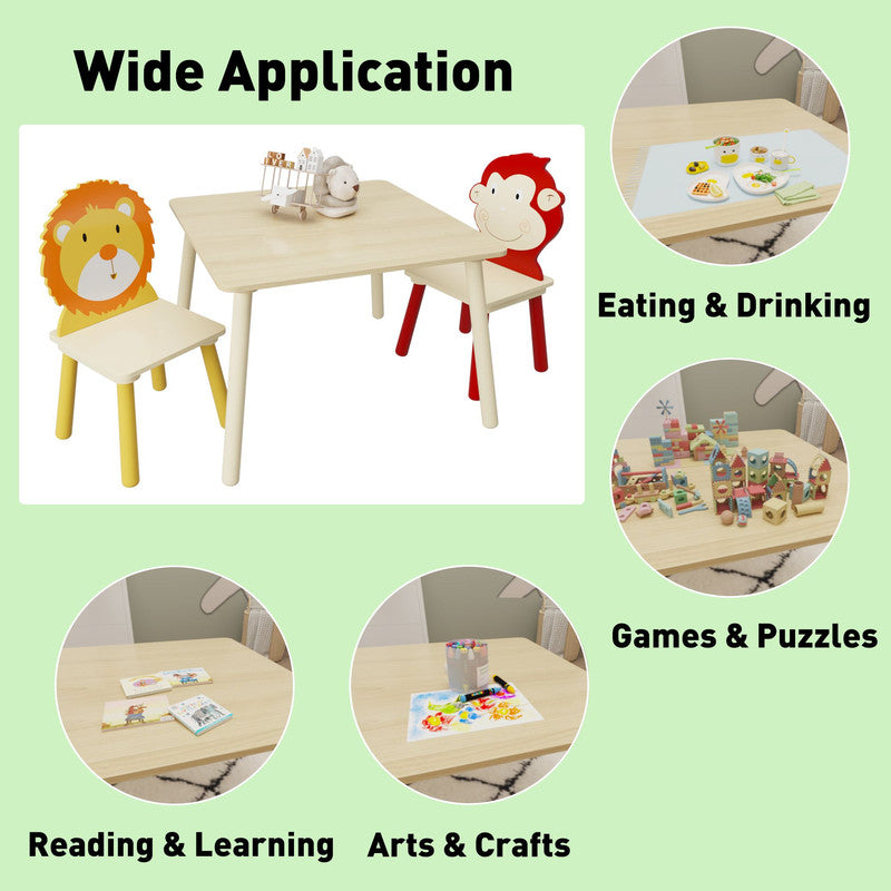 Kids Table and 2 Chairs Set Wooden Activity Play Table Set