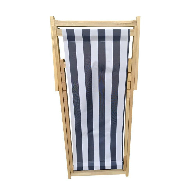Populus Wood Broad Blue Stripe Folding Chaise Lounge Chair