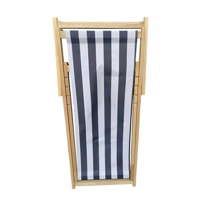 Populus Wood Broad Blue Stripe Folding Chaise Lounge Chair