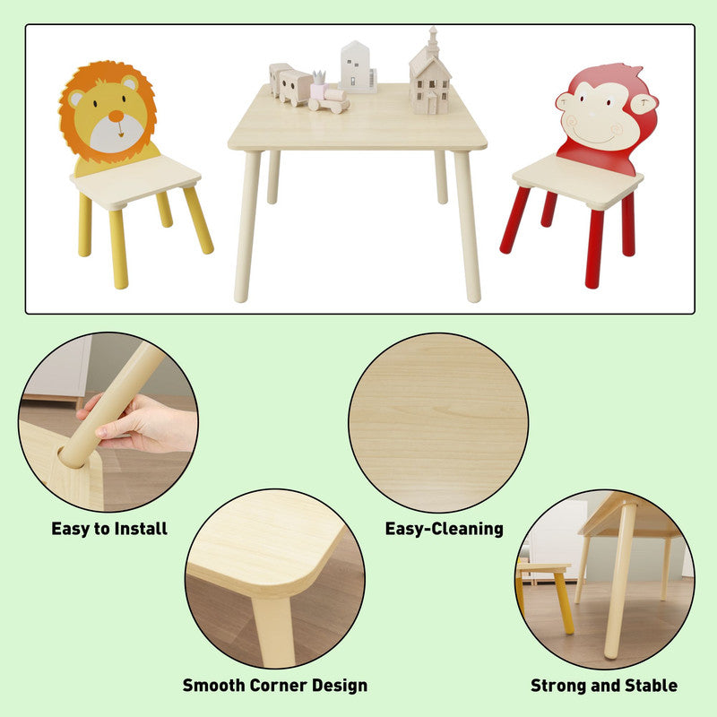Kids Table and 2 Chairs Set Wooden Activity Play Table Set