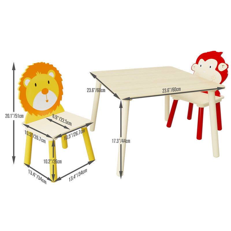 Kids Table and 2 Chairs Set Wooden Activity Play Table Set