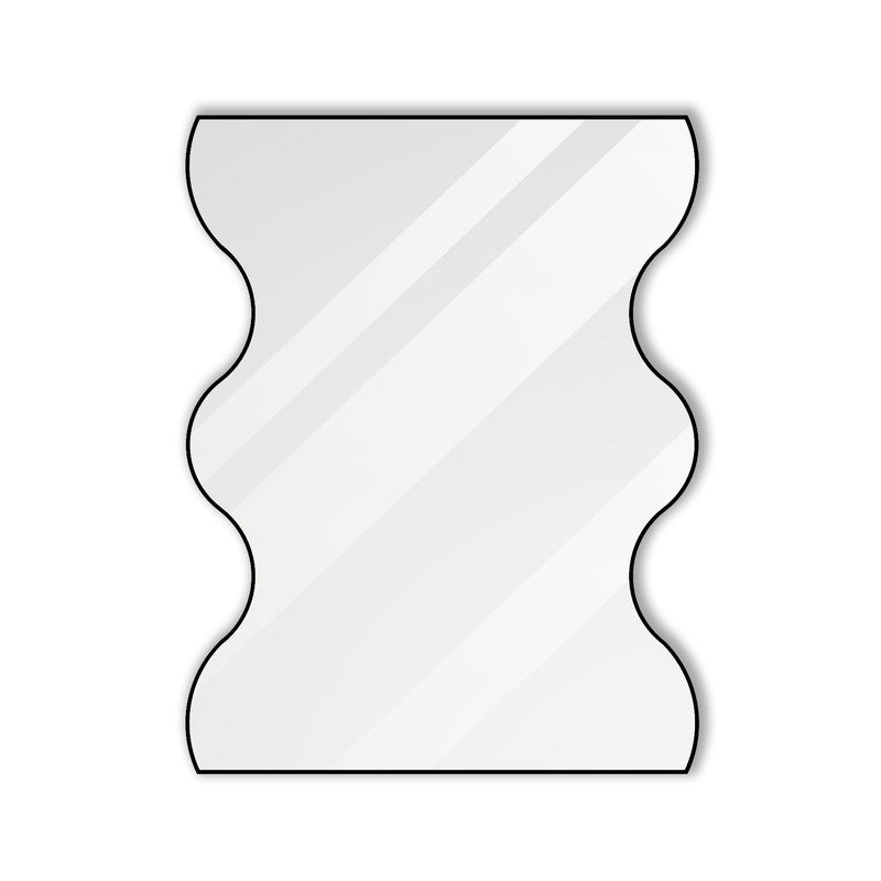 Wall Mirror Black Rectangular Mirror with 2 Wavy Sides Metal Framed Mirror