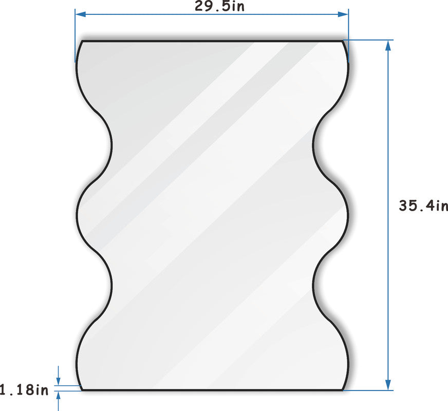 Wall Mirror Black Rectangular Mirror with 2 Wavy Sides Metal Framed Mirror