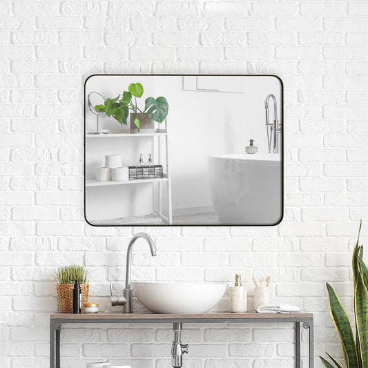 Wall Mirror Black Rectangular Mirror Metal Framed Mirror Vanity Mirror