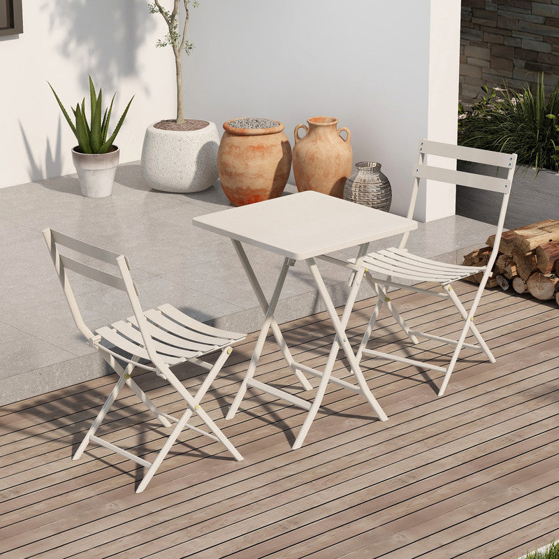 Set of 3 Patio Bistro Foldable Square Table and Chairs