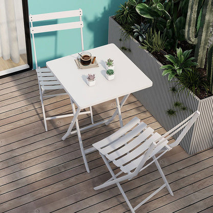 Set of 3 Patio Bistro Foldable Square Table and Chairs