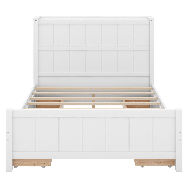 Full Size Platform Bed with Drawers and Storage Shelves