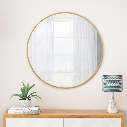 28 Inch Gold Wall Mirror Circular Mirror Metal Framed Mirror